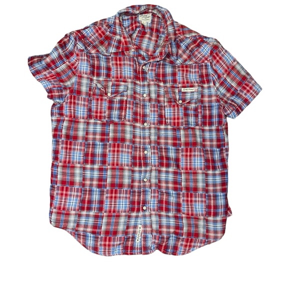 Lucky Brand Other - Lucky Brand Shirt Men's Large Patchwork Pearl Snaps Boho Western Cowboy Country